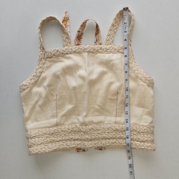 Anthropologie Pilcro Cropped Braided Corset Lace Up Tank Top Cream Large - Picture 5 of 9